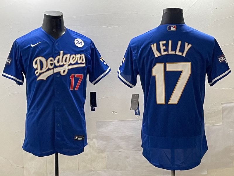 Men Los Angeles Dodgers #17 Kelly Blue Gold Elite 2025 Nike MLB Jersey style 9->los angeles dodgers->MLB Jersey